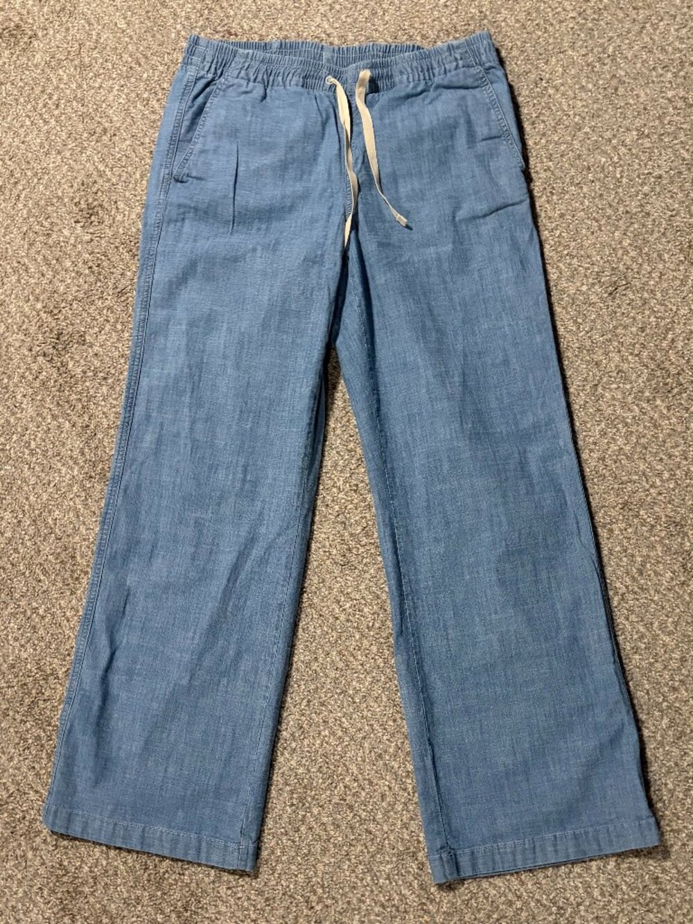 L.L. Bean Women's Lakewashed Pull-On Chinos, Mid-Rise Wide-Leg Chambray